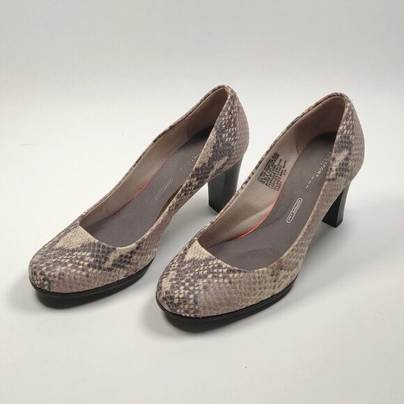 Rockport Women's Total Motion Pump Block Heel in Python Snakeskin Leather - Picture 4 of 15